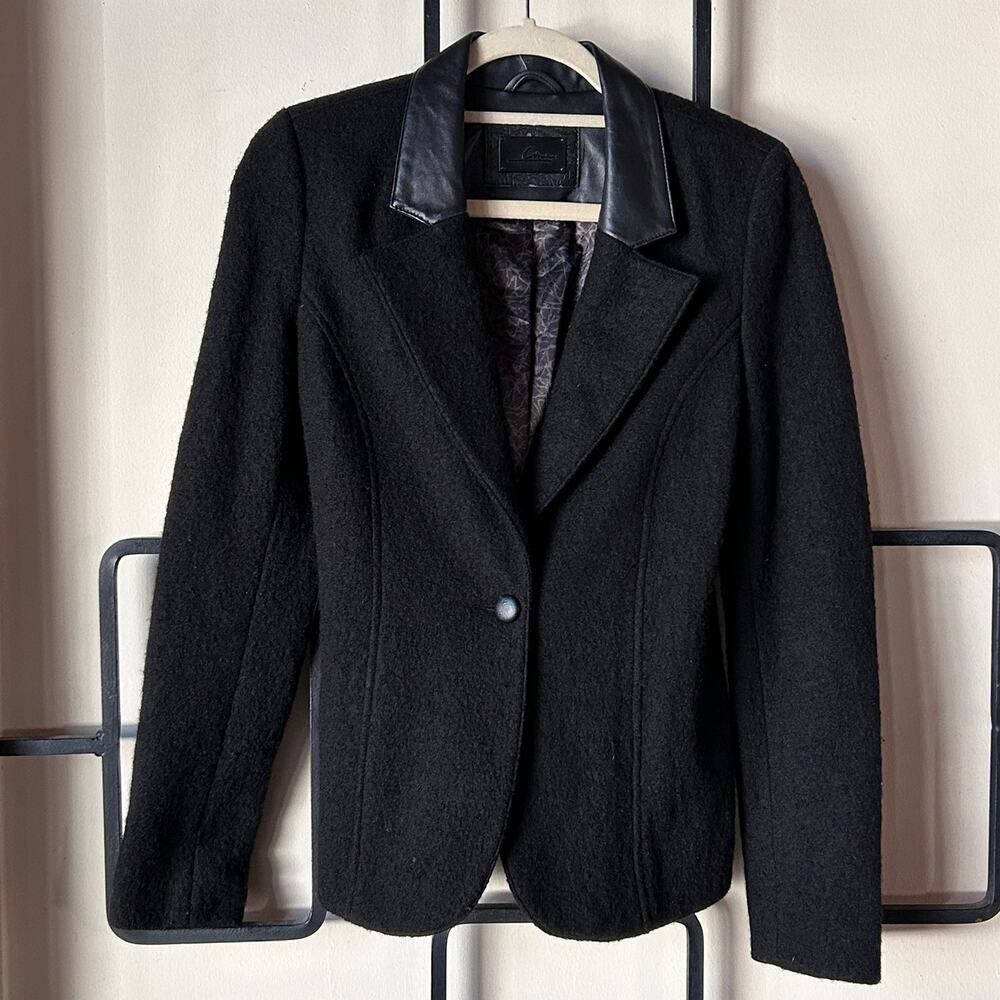 Wool & Lambskin Trim Blazer by Line the Label Elbow Patches, S
